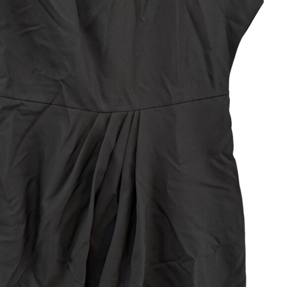 Lotus Ruched Mini Dress Black Beaded Neck Cap Sleeve Pleated Size L - Picture 13 of 13